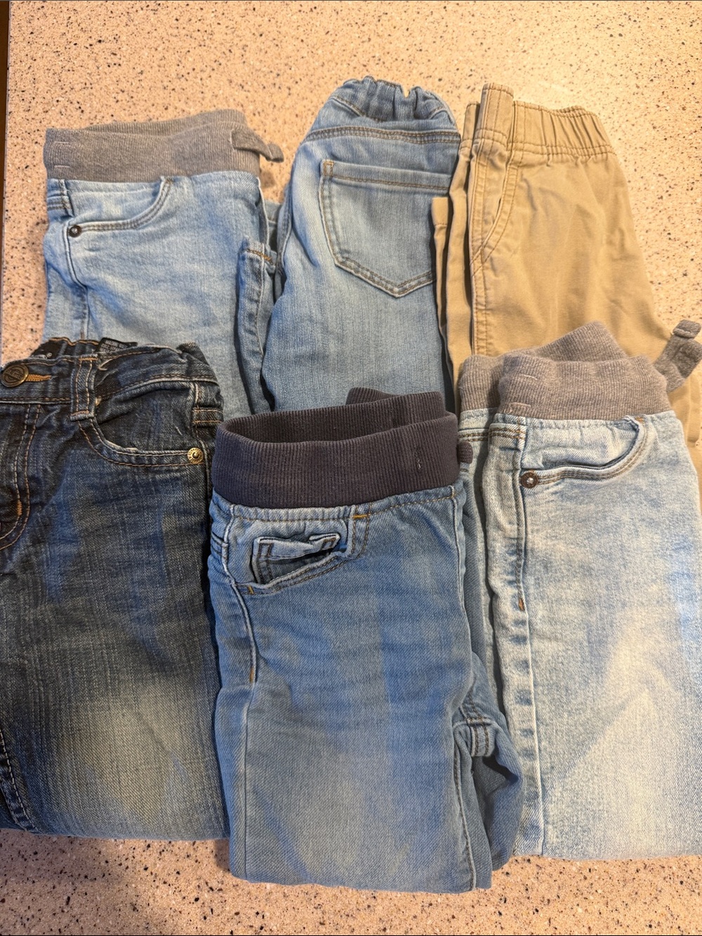 Kids Elastic-Waist Denim & Khaki Bottoms - Light Blue, Dark Blue, Khaki
